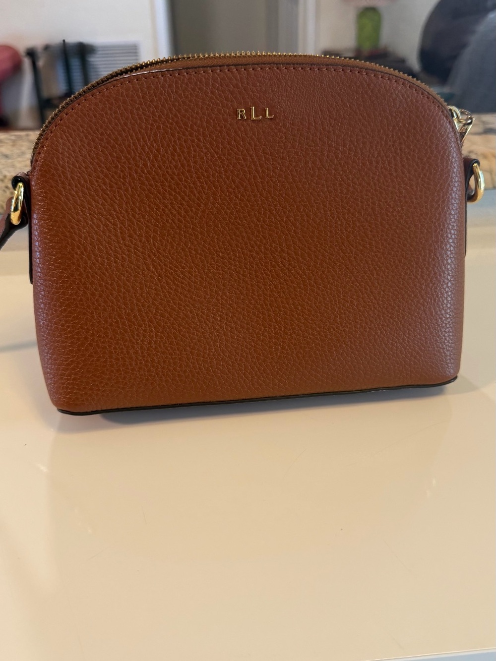 Lauren Ralph Lauren Brown Pebbled Leather Crossbody